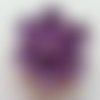 5 cm fleur de satin violet et dentelle blanc petales ronds