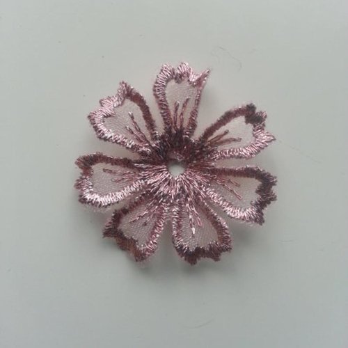 Fleur en dentelle irisé 35mm rose