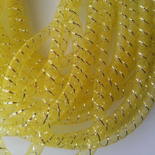 1 mètre de résille tubulaire jaune et argent 1cm 