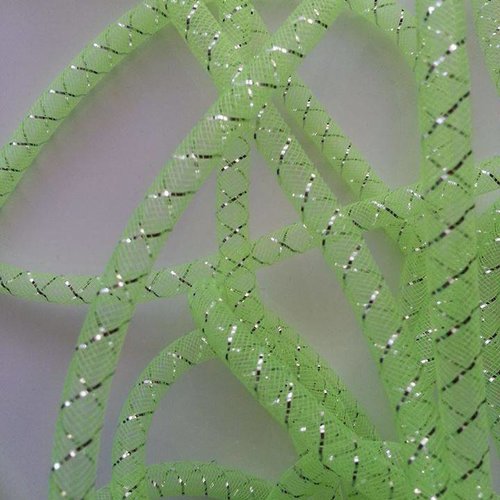 1 mètre de résille tubulaire vert et argent 1cm 