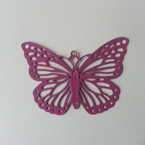 Papillon filigrane en métal prune pour boucles d'oreilles , pendentif   50*35mm 