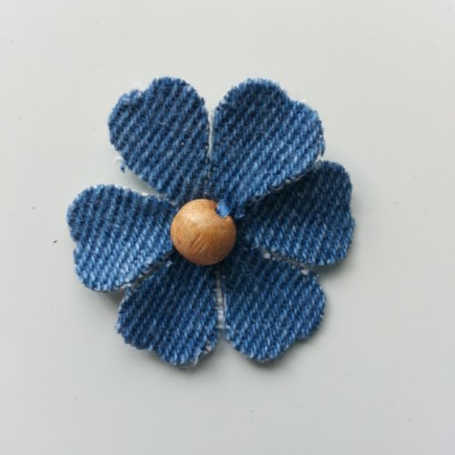 Fleur de 35mm en jean bleu moyen