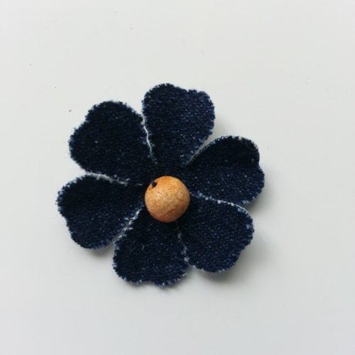 Fleur de 35mm en jean bleu foncé