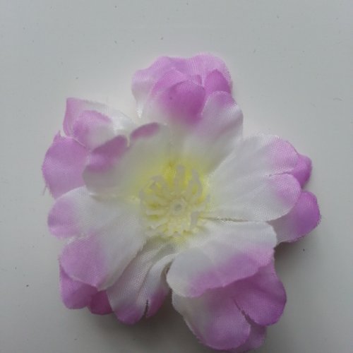 Fleur artificielle en tissu 55mm blanc et mauve