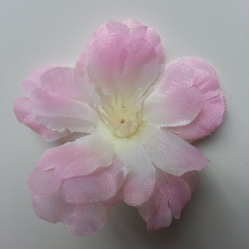 Fleur artificielle en tissu 55mm blanc et rose pale 