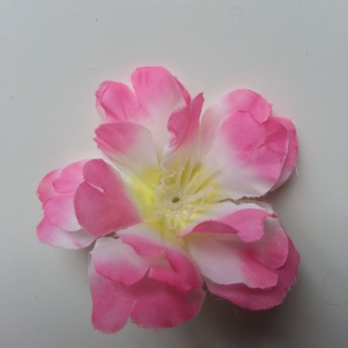 Fleur artificielle en tissu 55mm blanc et rose 