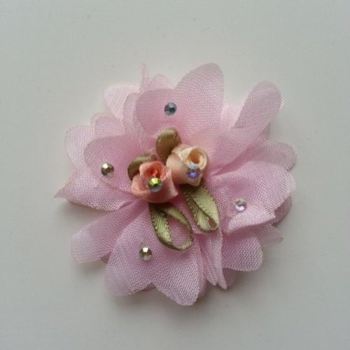Fleur en mousseline rose et ses minis fleurs 50mm
