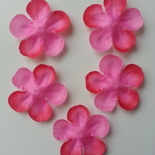 Lot de 5 fleurs en tissu rose  fuchsia 50mm