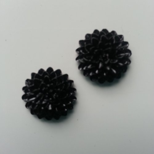Lot de 2 fleurs en résine  15 mm noir