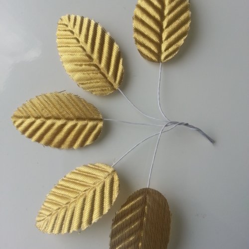 5 feuilles artificielles 30 x 50mm doré