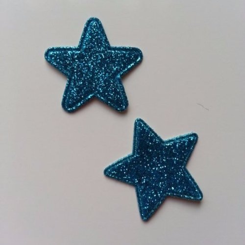 Lot de 2 étoiles en tissu de 20mm bleu turquoise