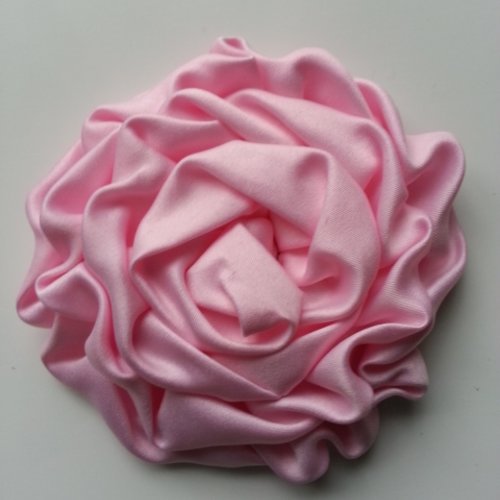 Fleur satin chiffonnée  rose 80mm