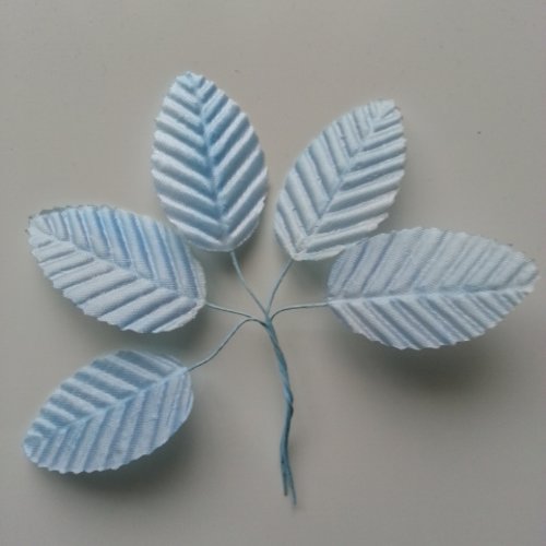 5 feuilles artificielles 30 x 50mm bleu ciel