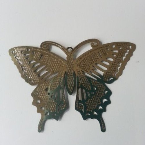Papillon filigrane en métal doré pour boucles d'oreilles , pendentif   70*50mm 