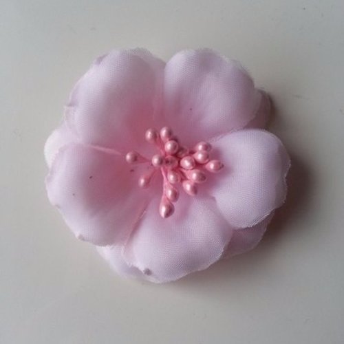 Fleur tissu et pistils rose    60mm