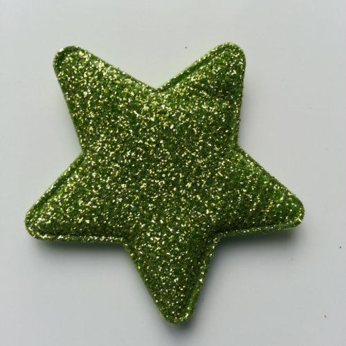 Étoile matelassée pailletée vert  50mm