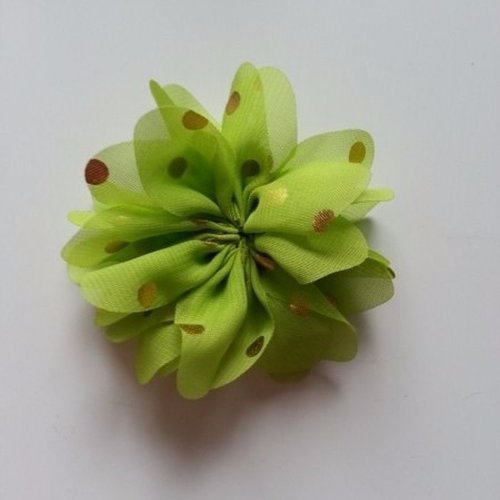 Fleur  à pois doré  vert 80mm