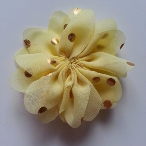 Fleur  à pois doré  jaune 80mm