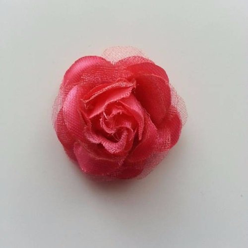 Fleur  en tissu rouge  / rose 30mm