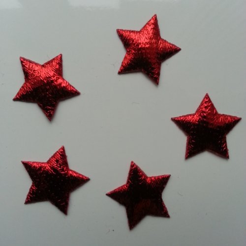 Lot de 5 étoiles en tissu de 20mm rouge