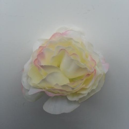 Fleur artificielle en tissu de 40mm ivoire et rose