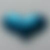 Applique coeur pailleté 60*45mm bleu turquoise