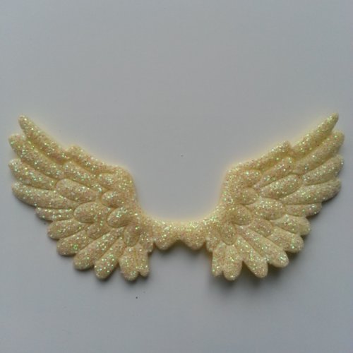 Applique ailes d'ange en tisu pailleté  70*40mm jaune