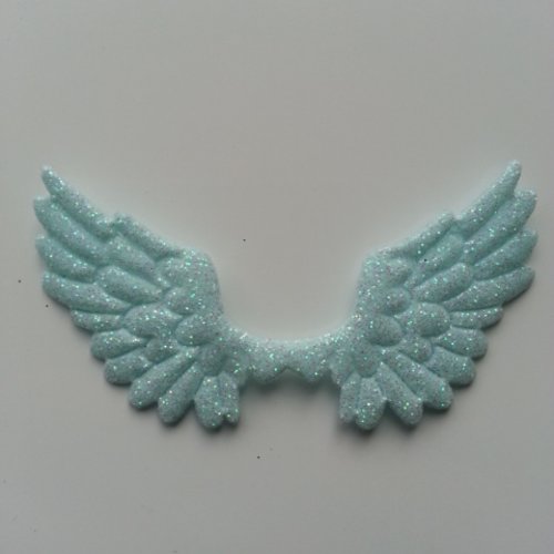 Applique ailes d'ange en tisu pailleté  65*35mm vert pastel