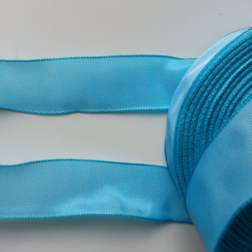 1 metre de ruban  polyester bleu turquoise  25 mm