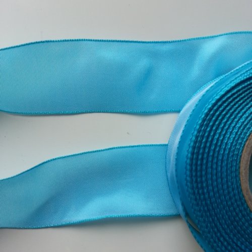 Un mètre de ruban polyester bleu turquoise   40mm