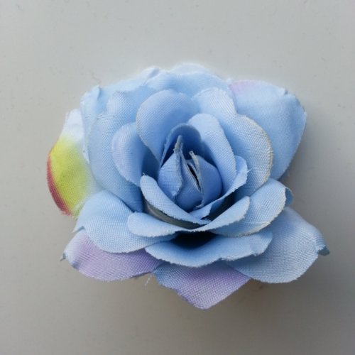 Rose  artificielle en tissu de 50mm bleu