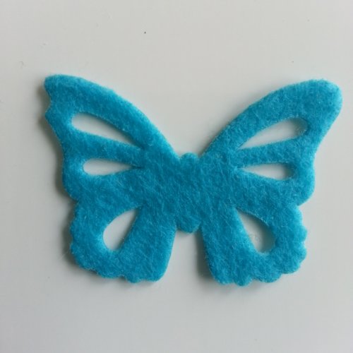 Papillon en feutrine 45*32mm bleu turquoise