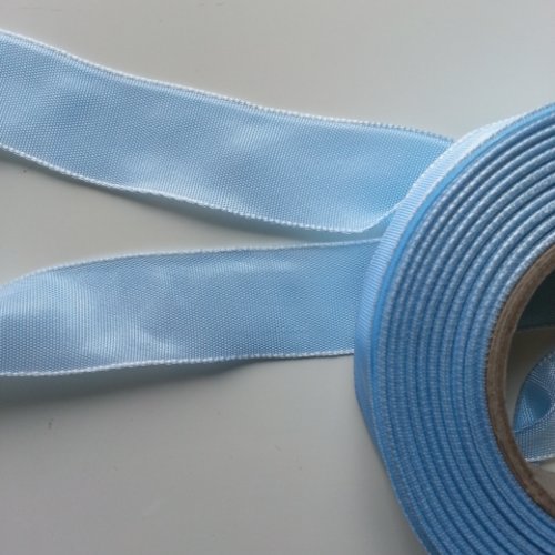 1 metre de ruban  polyester bleu ciel  25 mm
