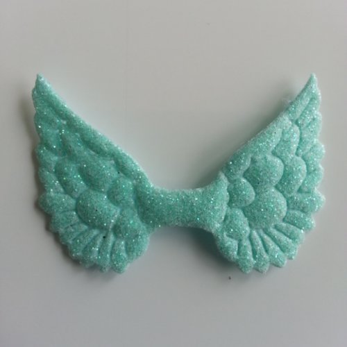 Applique ailes d'ange en tissu pailleté  50*30mm vert pastel