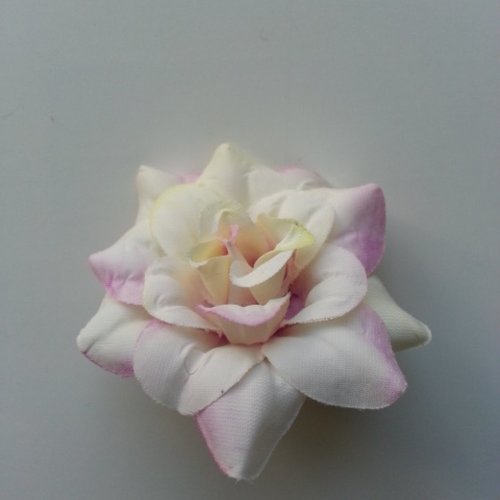 Fleur en tissu de 40mm mauve et blanc