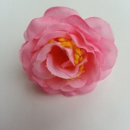 Fleur en tissu et pistil rose  50mm