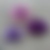 5 cm lot de 3 fleurs de satin dans les tons mauve / violet petales pointus