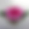Fleur artificielle rose en tissu avec feuilles sur tige avec feuillage  rose 80mm ideale pour création de boutonnière