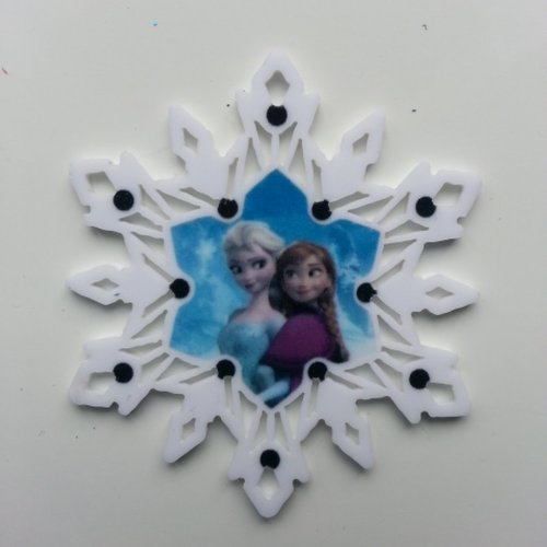 Cabochon étoile  en résine elsa et anna reine des neiges  50mm blanc