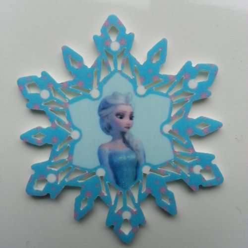 Cabochon étoile  en résine elsa  reine des neiges  50mm bleu