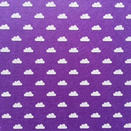 Feuille de feutrine motif nuage 15*15cm violet