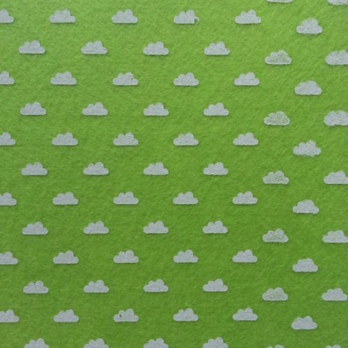 Feuille de feutrine motif nuage 15*15cm vert