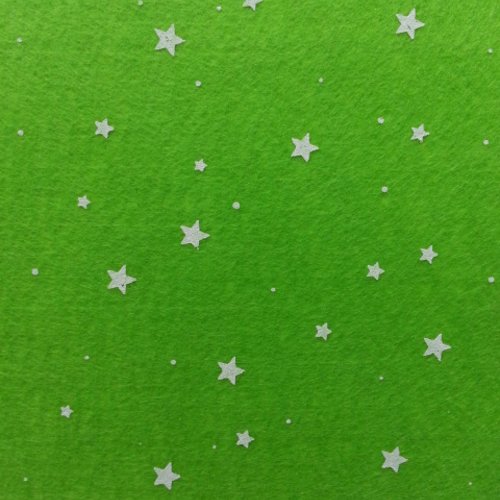 N5 feuille de feutrine motif etoile 15*15cm blanc et vert