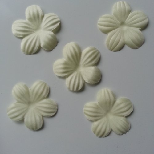 Lot de 5 fleurs en tissu ivoire 35mm