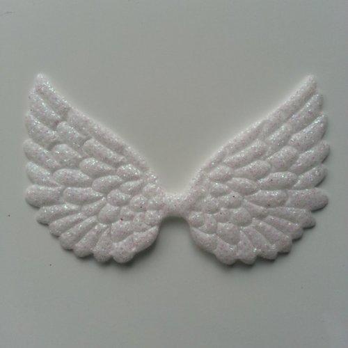 Applique ailes d'ange en tisu pailleté  70*40mm blanc