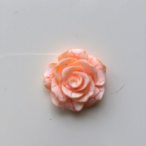 Rose en résine 20mm orange et blanche