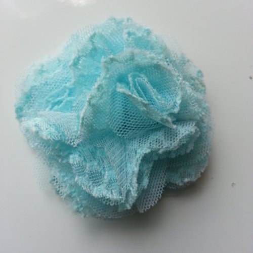 Fleur gauffrée bleu 70mm