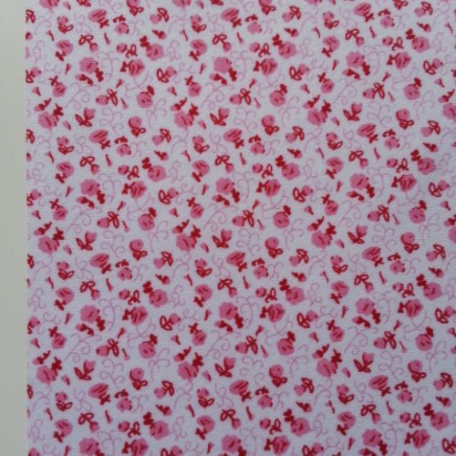 Feuille de tissu autocollant 21*14.5 cm fleuri rose et blanc