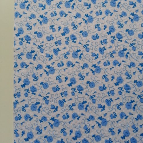 Feuille de tissu autocollant 21*14.5 cm fleuri bleu et blanc