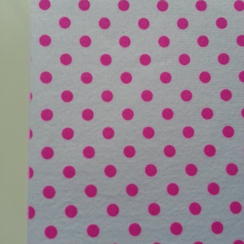 Feuille de tissu autocollant 21*14.5 cm pois rose et blanc